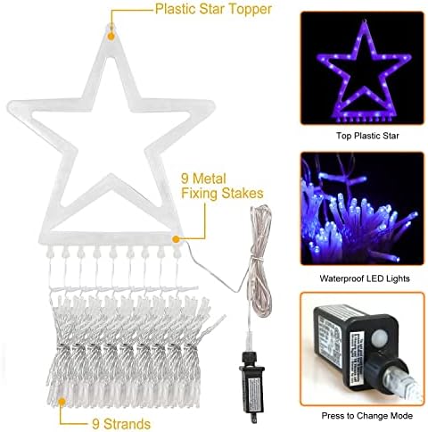 Outdoor Christmas Decorations Star String Lights, 320 LED 11.5 ft Waterfall Tree Lights with 8 Lighting Modes Christmas Star Lights for Indoor Outdoor Yard Home Festival Party Xmas New Year Decor - Image 2