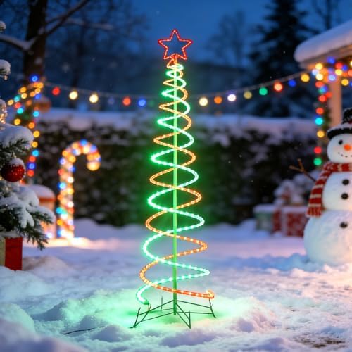 Double Spiral LED Christmas Tree Lights, Green and Red, 5ft by Unknown