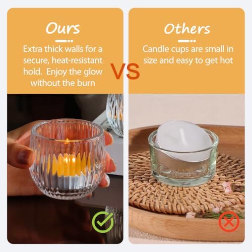 Gurfuy Clear Glass Votive Candle Holders 6 Set - Tealight Candle Holder for Festival Wedding Propose Parties Holiday Table Centerpiece Shelf Decoration Fall Home Decor Stripes - Image 4