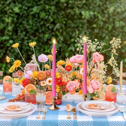 20 Pack 10 Inch Hot-Pink Spiral Taper Candles for Christmas and Holiday Home Decoration, Unscented Dripless Twisted Candlesticks for Dinner Party Wedding Valentine's Day - Image 2