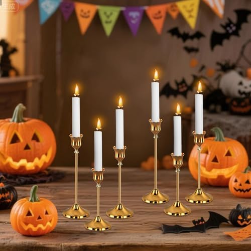 12pcs Gold Candle Holders, Candlestick Holders Taper Candle Holders for Pillar Candles Sticks Holder Decor Halloween Christmas Decorations Candle Candelabros para Centros de Mesa - Image 5