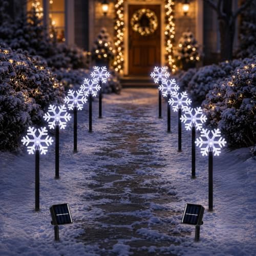 BRIGHTDECK Snowflake Solar Christmas Lights Outdoor, 10 Pack Yard Stakes by BRIGHTDECK