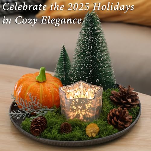 Letine 8pc Frosted White Star Tea Light Candle Holders - Mercury Glass Votive Holders for Wedding, Diwali, Fall & Holiday Decor - Elegant Starlight Vessels (2.44" Height, 1.45" Base) - Image 6