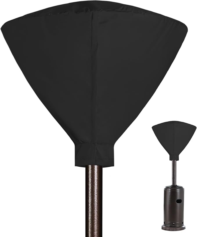 Easy-Going Patio Heater Head Cover with Zipper and Storage Bag, Waterproof Outdoor Round 34"D Heater Cover Top for Standing Heat, Dustproof, UV-Resistant, Black