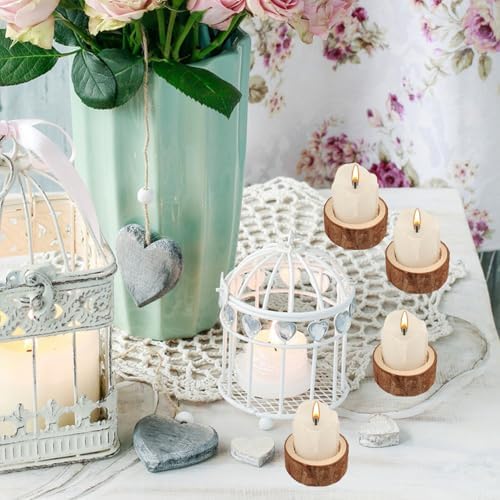 48 Pack Wooden TeaLight Candle Holders, OD:2.5 Inch, ID:1.6 Inch Wood Votive Tealight Holders for Home, Wedding, Party, and Holiday Decor - Image 6