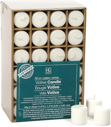 Hosley Unscented White Votive Candles, 72-Pack – Clean-Burning, Long-Lasting 10-12 Hour Burn – Ideal for Weddings, Home Décor, Spa, Events – Bulk Value for Versatile Use by HOSLEY