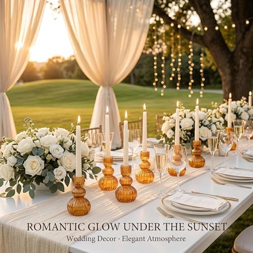 Glass Taper Ribbed Candle Holders Set of 8 - Image 4