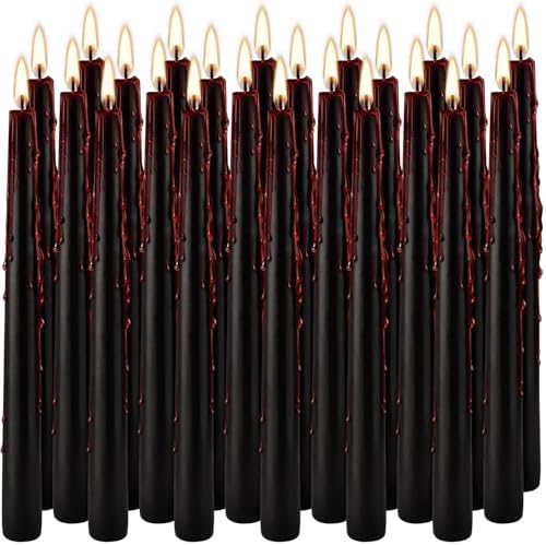 24 Pcs 10 Inch Vampire Blood Taper Candles Vampire Blood Candle, Ritual Spell Unscented Candle Halloween Spooky Decor for Haunted House, Gothic Theme Party. by CAKETYCG