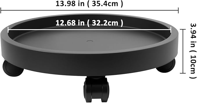 2Pack 13.98'' Plant Caddy with Wheels, Plant Stand Dolly for Heavy Planter,Wheeled Planter Saucer Tray,Rolling plant stand,Heavy-Duty Plant Caddy with Casters for Indoor and Outdoor(Black)