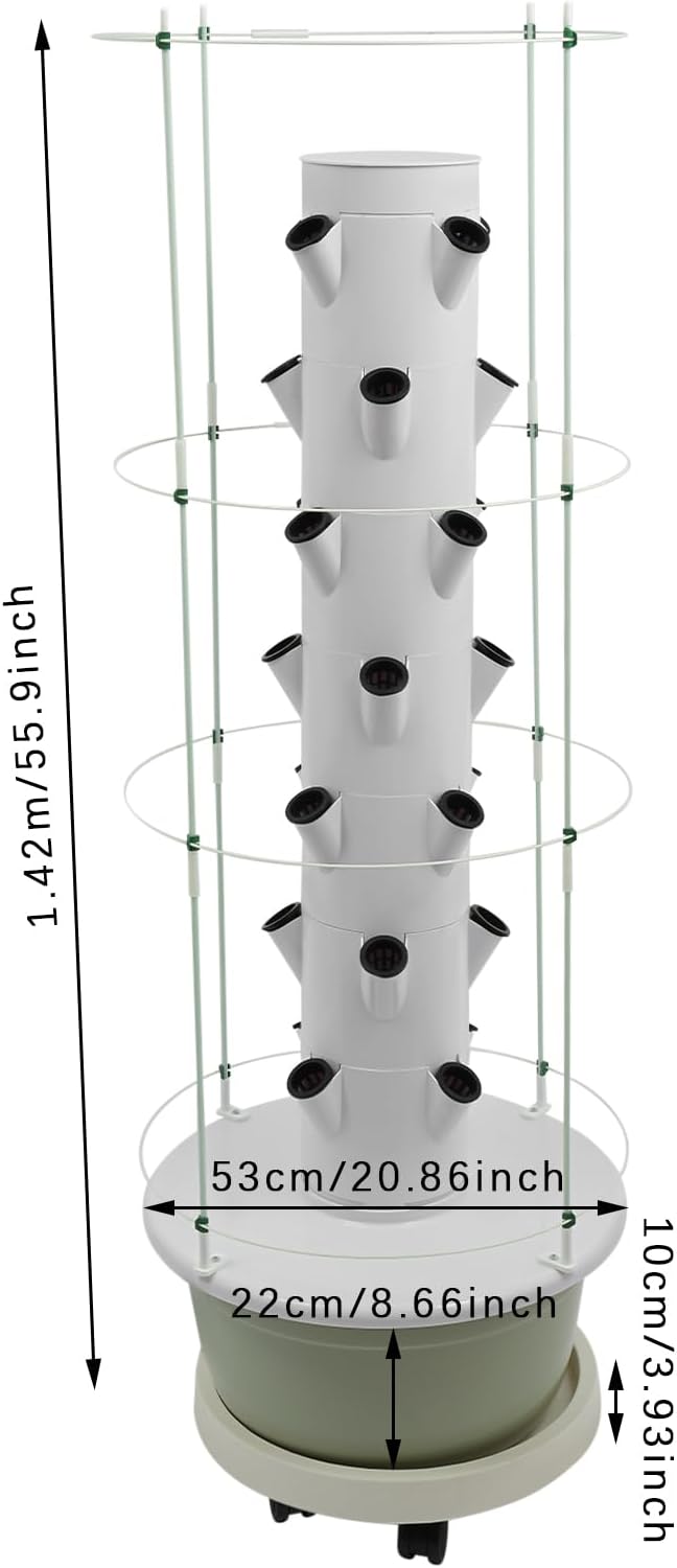 Hydroponics Growing System, 28 Pods Large Vertical Hydroponic Growing Tower with with Climbing Trellis, 7-Tier Indoor Gardening System for Herb Vegetable Fruit