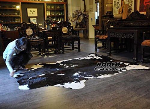 rodeo Genuine Cowhide Rug - Real Cow Hide Rug Large for Living Room & Bedroom - Western Rugs for a Natural Western Home Decor Ambiance - Rustic Cow Print Carpet Decor - 5x6 ft, Dark Tricolor