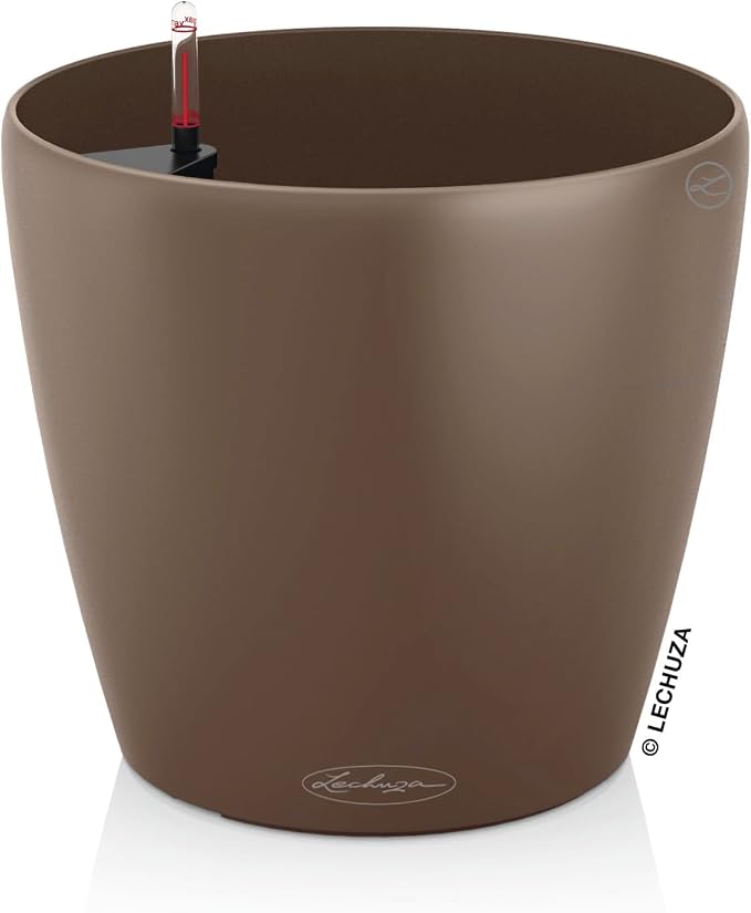 Lechuza Classico Color 28 Nutmeg, Self-Watering Round Planter, D11 H10.2 in