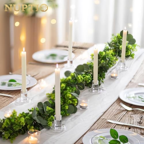 NUPTIO Glass Candle Stick Holder: Set of 10 Clear Small Taper Candlestick Holders for Tapered Candles Bulk Crystal Short Tapers Candlesticks Candleholder for Dining Table Fireplace Mantle Decor - Image 5