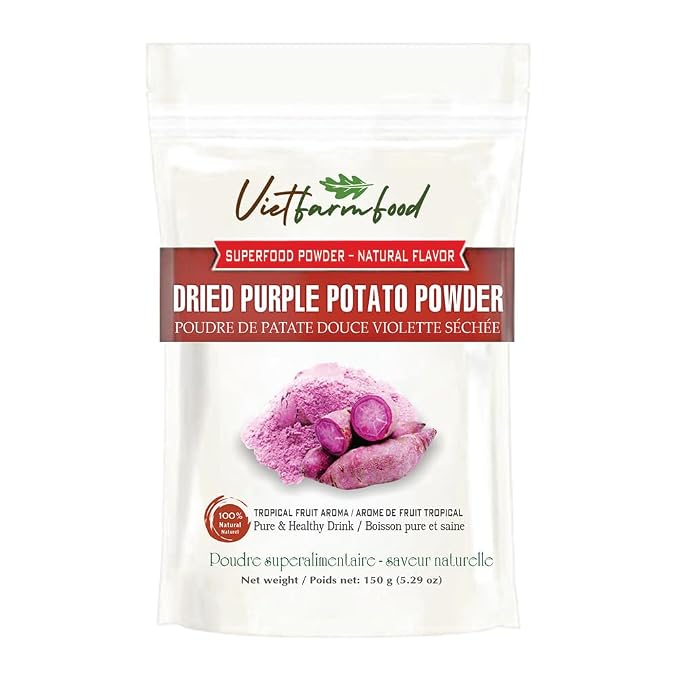 PURPLE POTATO POWDER 5.29 oz (150g) VIETFARMFOOD: Pure freeze-dried vegetable powder, made from real vegetables with no added sugar - Perfect for daily nutrition to keep your body full of vitality