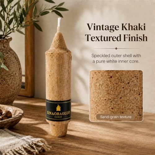 5 Inch Short Tapered Candles Unscented Wood Vintage Candles for Home Decor - Image 4