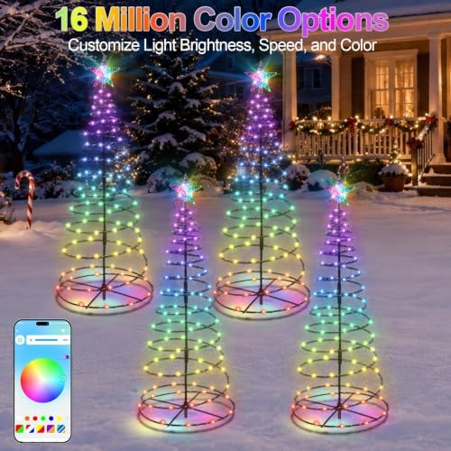 4.36FT 196 LED Smart Spiral Christmas Tree Lights Outdoor with App Control - Image 4