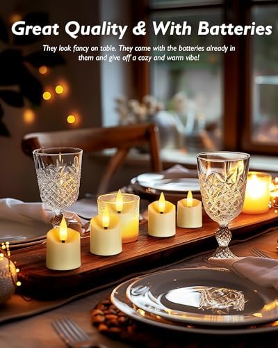 Homemory 12 Pack Timer LED Flameless Votive Tealights, Ivory Base - Image 3