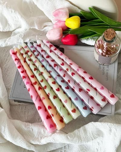 Heart Taper Candles Red Tall Taper Candles 12 inch Unscented Smokeless Candle for Candlesticks Sticks Wedding Home Decor Dinner Christmas Set of 12 - Image 6