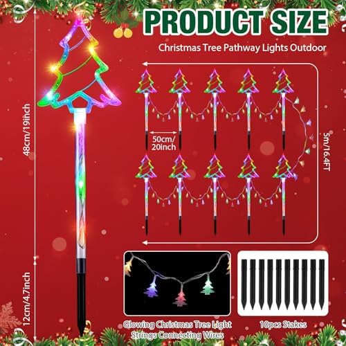 10 Pcs Christmas Tree Pathway Lights Outdoor Decorations, Colorful - Image 2