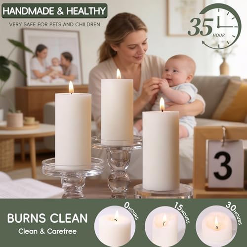 6 Pack Soy White Pillar Candles, 210 Hours Long Burning Candles, 2x4 Inch - Image 5