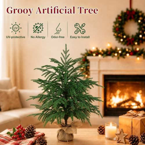 2 Pack 2FT Artificial Norfolk Pine Tree with Pot - Image 3