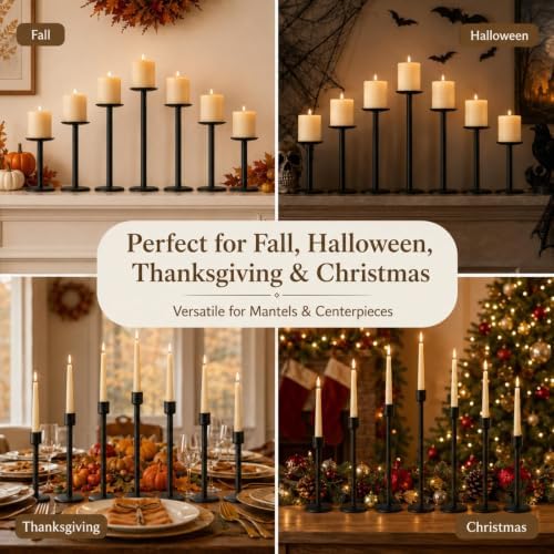 7 Pcs 2-in-1 Convertible Taper & Pillar Candle Holders, Fireplace - Image 5