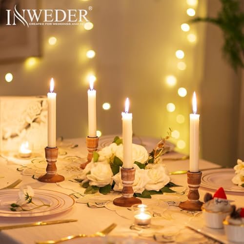 Wooden Candlestick Holders Rustic: Farmhouse Taper Candle Holder - Image 4