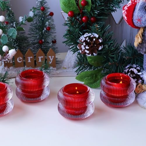 Woho Red Votive Candle Holders Set of 6, Tea Candle Holder for Christmas - Image 3