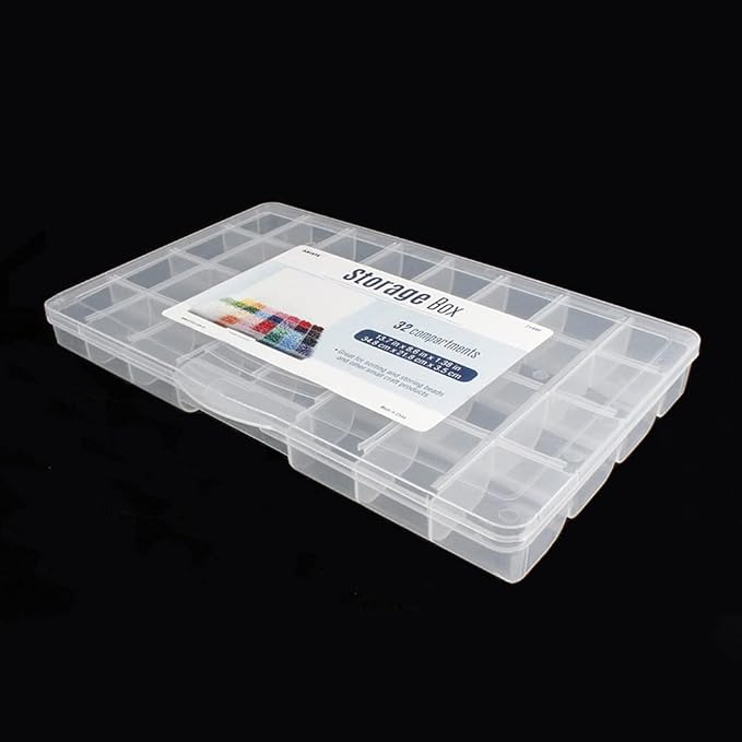 32 Grids Clear Plastic Organizer Box, Craft Storage Container for Beads Organizer, Art DIY, Crafts Jewelry Storage, Fishing Tackles, Rock Collection, 1 Pack