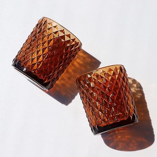 Woho 12pcs Amber Votive Candle Holder, Brown Candle Holder for Thanksgiving - Image 4