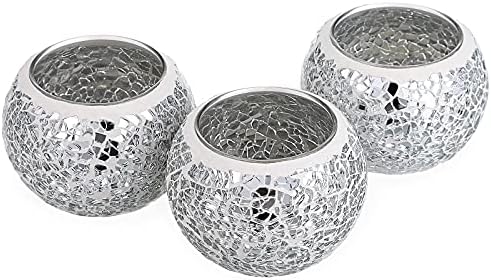 OwnMy 3PCS Mosaic Glass Tea Light Holders Round Bowl Votive Candle Holders by OwnMy