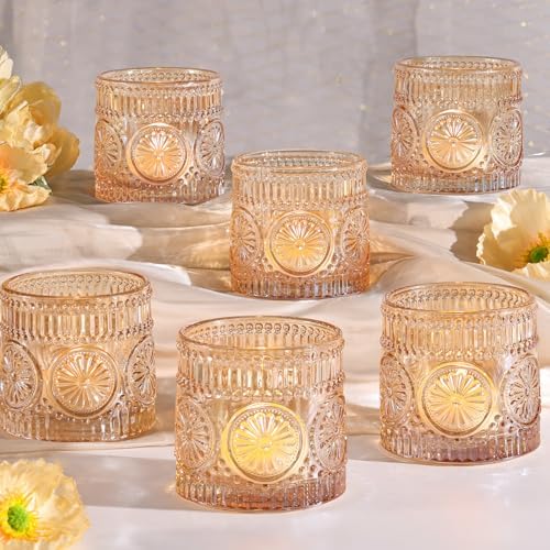 6 Pack Large Votive Candle Holders,Vintage Glass Candle Holder by sunnyfuture