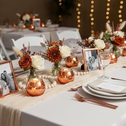 24 Pcs Burnt Orange Candle Holders- Mercury Glass Candle Holders for or Boho Wedding Centerpieces, Bridal Shower, Party Table Decor, Fall and Holiday Home Decoration - Image 6