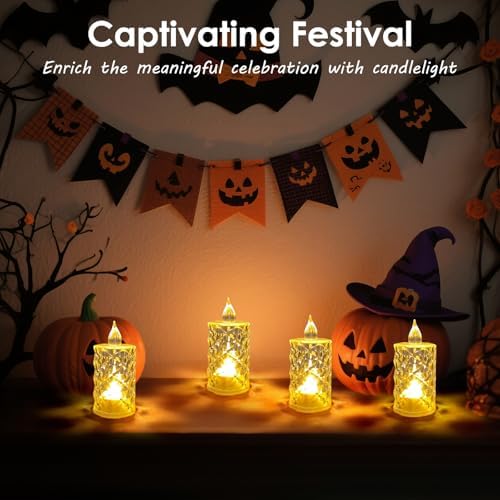 24pcs Flameless Candle Battery Operatted, Led Crystal Candle Lights, 100+Hours Fake Electeic Tealight Candles for Votive Valentines Anniversary Wedding Christmas Table Decorations - Image 4
