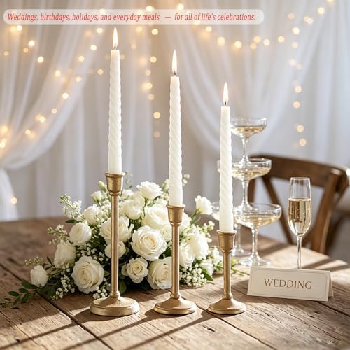 Gold Taper Candle Holders Set of 3, Antique Brass Finish - Image 5