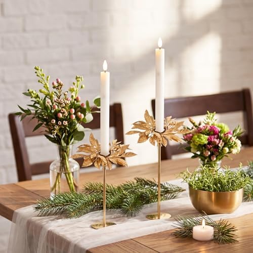 Daifunli 2 Pcs Christmas Artificial Gold Bay Leaf Candle Rings Gold Bayleaf Candleholders Wreath for Taper Candles 1.25 Inch Candles Holder for Christmas Rustic Table Centerpiece Decor - Image 3