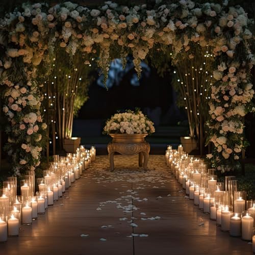 Didaey 24 Pcs Cylinder Vases Set for Centerpieces 3.4''Diameter 4/5/6/7/8/10 Inch Tall Clear Glass Vase Hurricane Floating Candle Holder for Table Decoration (6'',8'',10'' Tall) - Image 7