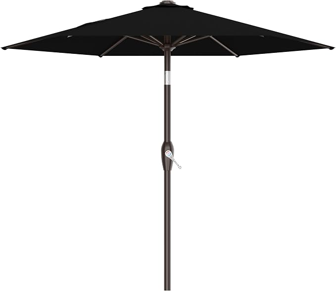 AreShark 7.5FT Patio Umbrella Table Market Umbrella w/Tilt and Crank, Heavy-Duty Outdoor Umbrellas for Pool, Deck, Garden and Backyard, Black