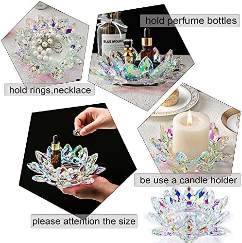 Crystal Lotus Candle Holder Tealight Pillar Candle Plate Candlestick - Image 6
