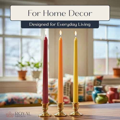Royal Imports Unscented Taper Candles 12" Red/Orange/Yellow 9-Hr Set of 36 - Image 7