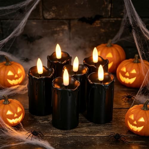 6 PCS Flameless Votive Candles with Timer Battery Operated Black - Image 2