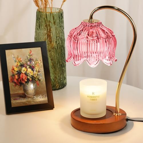 Funistree Flower Candle Warmer Lamp with Timer, Dimmable Candle Lamp Warmer, Christmas Birthday Gifts for Women Mom Her, Housewarming Home Decor, Lotus Wax Warmer for Yankee Candles - Pink Lily - Image 2
