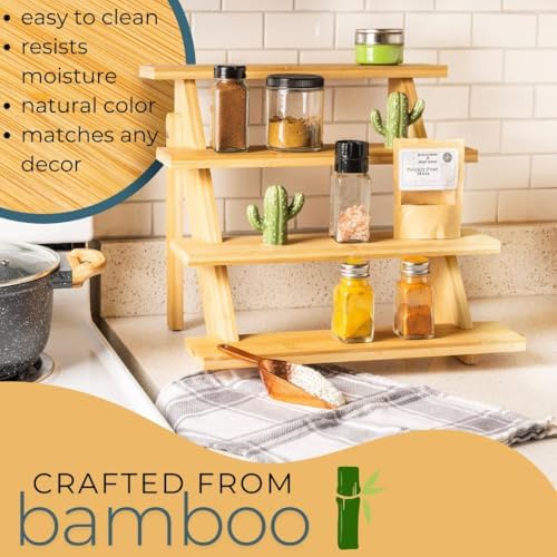 4-Tier Wood Cupcake Stand, Durable & Easy to Assemble Cupcake Holder, Collapsible Display Risers w/ Non-Slip Pads, Rustic Dessert Display Stands for Baby Shower Decorations, Vendor Fairs & More - Image 3