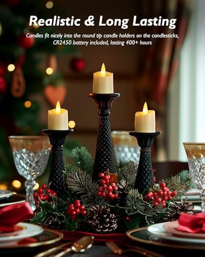 Homemory 12 Pack Remote Timer LED Flameless Votive Candles, Ivory Shell - Image 5