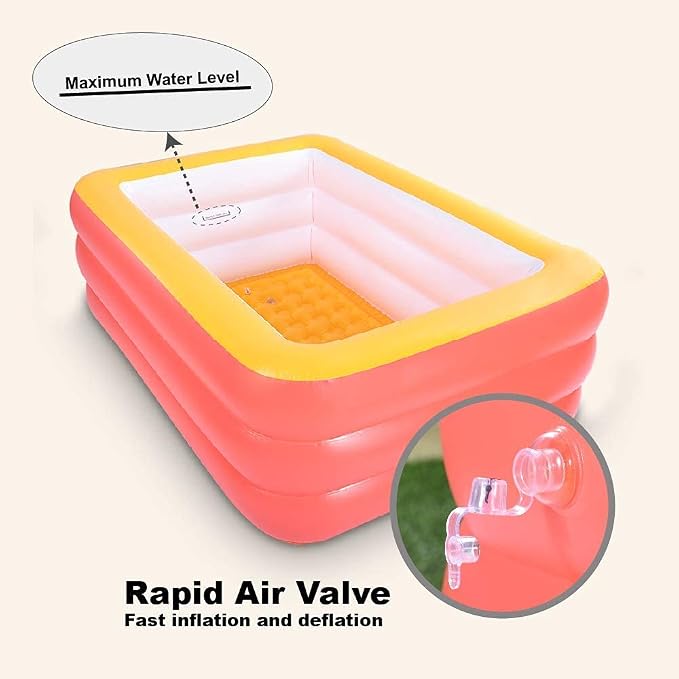 Kiddie Pools, Inflatable Swimming Pool with Soft Floor, Durable 59 inches Swim Play Kids Pool for Garden or Backyard or Indoor (Green&Orange)