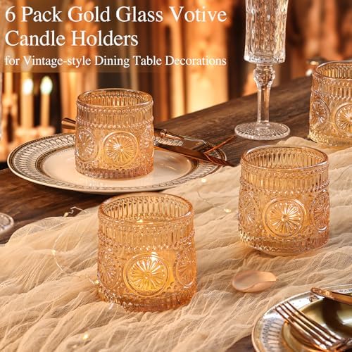 6 Pack Large Votive Candle Holders,Vintage Glass Candle Holder - Image 4