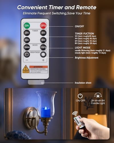 Homemory Blue Flameless LED Votive Tealight Candles & Timer Remote, 24Pack - Image 3