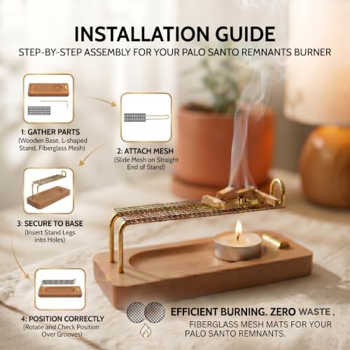 4 in 1 Incense Holder for Sticks, Palo Santo and Sage Holder, Wooden Incense Burner with Ash Catcher, 2 in 1 Incense and Candle Holder, Unique Incense Stick Holder for Yoga Meditation Decor - Image 3