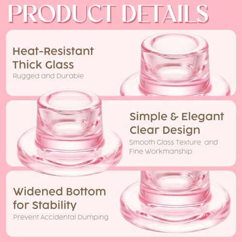 30 Pcs Glass Taper Candle Holders Pink Candlestick Holders - Image 2