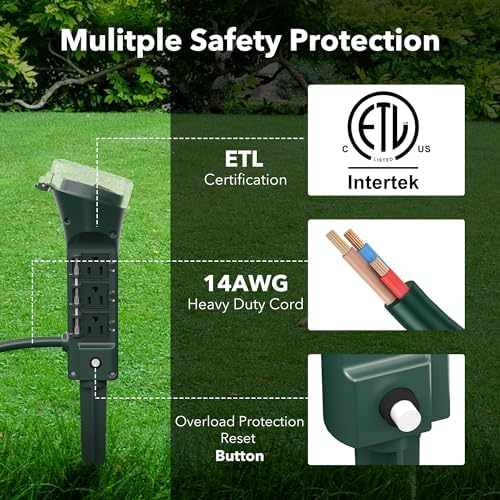BN-LINK Outdoor 6ft Extension Cord Power Stake with 6 Outlet - Image 4